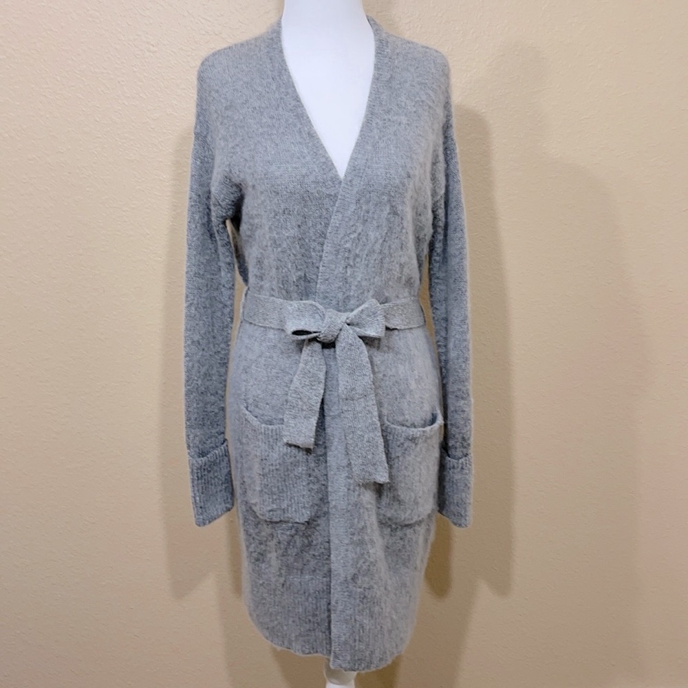 🌱 Angora Blend Long Belted Cardigan